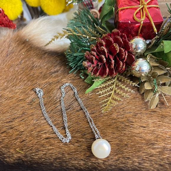 Round Natural Pearl Gems Silver women Necklace Pendants for chrismas gift - Picture 3 of 4